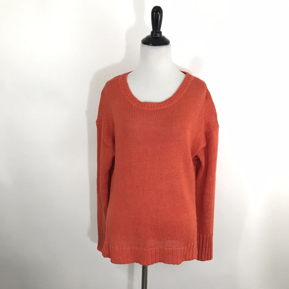 J. Crew Sweater Women's S Orange Linen Textured Beach‎